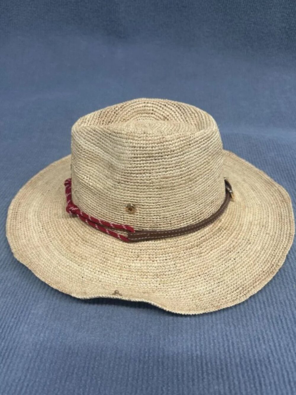 Miu Miu Natural Straw Hat with Red Braided Trim - Picture 4 of 5